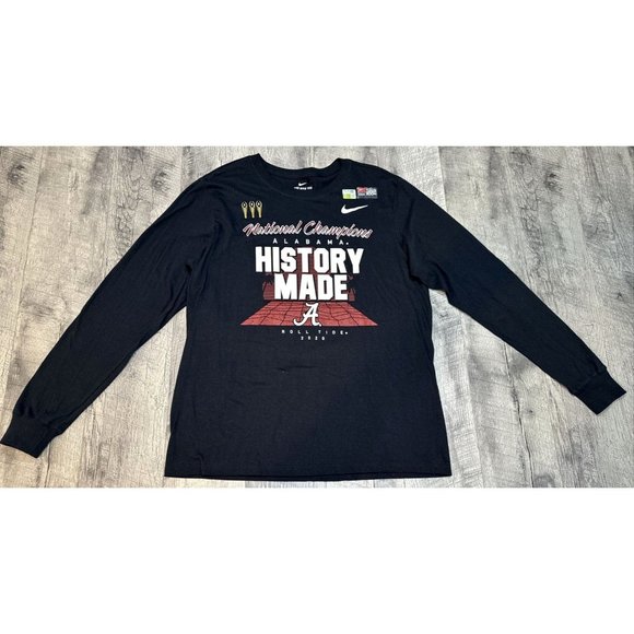 Nike Alabama 2020 National Champions Shirt Mens Large History Made‎ Long Tee NEW - Picture 1 of 6